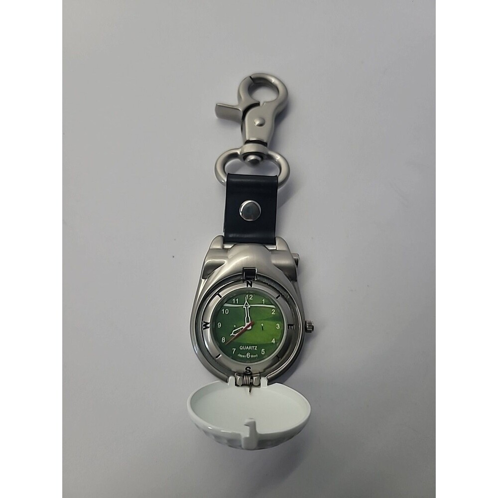 Golf Ball‎ Clip On Watch Quartz Fob Watch Green Dial Club Golfer Gift Japan Movt